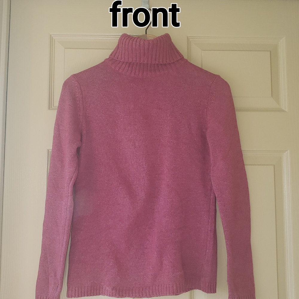 Cozy pink Benedetta merino wool blend turtleneck sweater, made in Italy